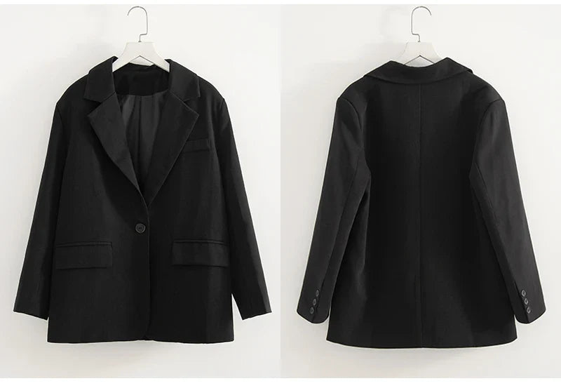 Women Blazers Grey Autumn Outerwears Office Jackets Ladies Coat Long Sleeve Pockets Black Blazers For Women Casual Long Jackets