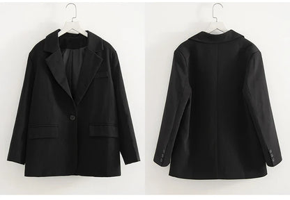 Women Blazers Grey Autumn Outerwears Office Jackets Ladies Coat Long Sleeve Pockets Black Blazers For Women Casual Long Jackets