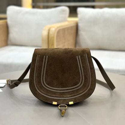 Classic Genuine Leather Saddle Crossbody Bag Vintage Fringe Shoulder Purse For Women Classic U-Shape Stitched Handbag