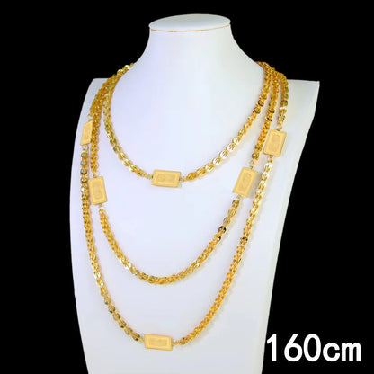 Dubai Bride Wedding Jewelry Long Necklace 21k Gold Plated Turkish Vintage Coins Chains Ethiopian Women Daily Party Jewelly