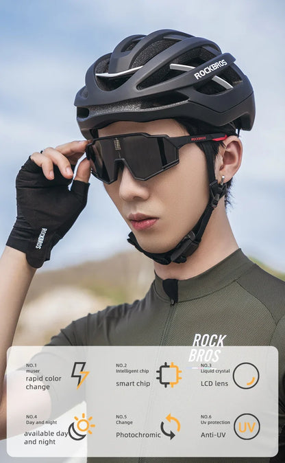 Sunglasses Polarized Cycling Glasses Electronic Color Change Glasses UV400 Safety Bike Bicycle Eyewear Sports Goggles