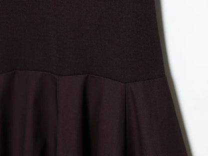 2026 Women Summer Fashion Solid Midi Dress Side Zipper Pleated Woman Ship-type Short Sleeved Stitching Holiday Party Dress