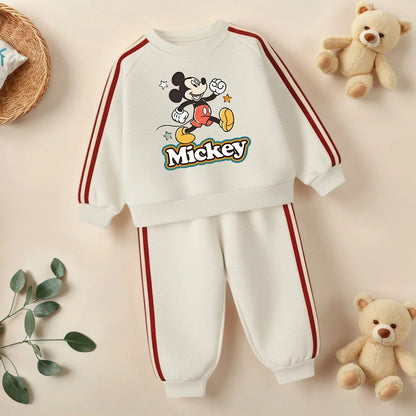2026 Spring Cartoon Printed Children's Casual Sweatshirts Sets Boys O Neck Hoodies Long Pant Two Piece Suit Girls Tracksuit New