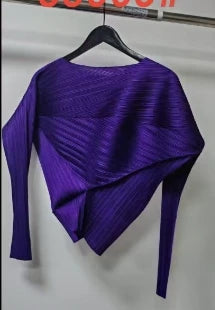 Miyake Pleated Top 2026 New Round Neck Short Sleeve Batwing T-Shirt Women Summer Lightweight Vacation Travel Women's Clothing