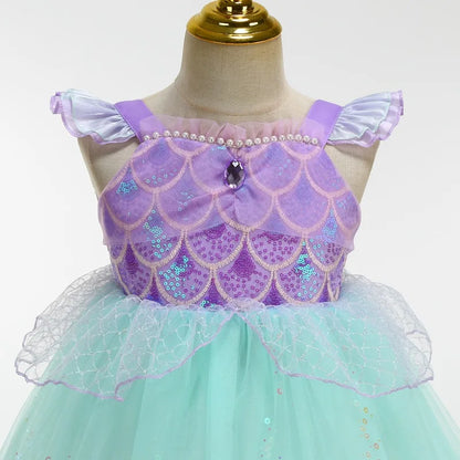 2026 Summer Dresses Baby Girl Carnival Mermaid Princess Dress Kids' Sets and Outfits Kids Clothes Girls Birthday Party Costume