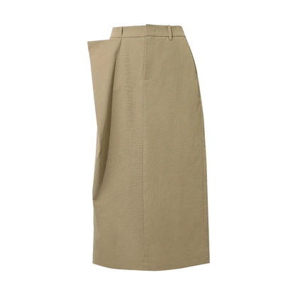 Women's Skirt 2026 Summer New Office Slit H-Line Midi Straight Casual Skirt Asymmetric Pleated Ladies Clothes 12642058