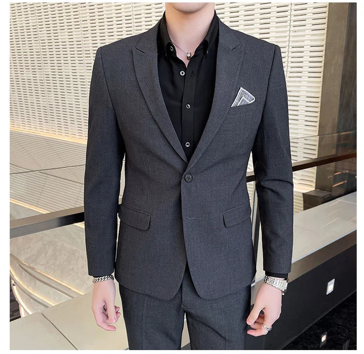 2025 Slim Fit Three-Piece Business Suit Set High-End Korean Style Wedding Groom Party Dress Suit Vest Trousers M-4XL