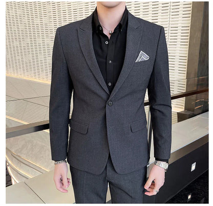 2025 Slim Fit Three-Piece Business Suit Set High-End Korean Style Wedding Groom Party Dress Suit Vest Trousers M-4XL