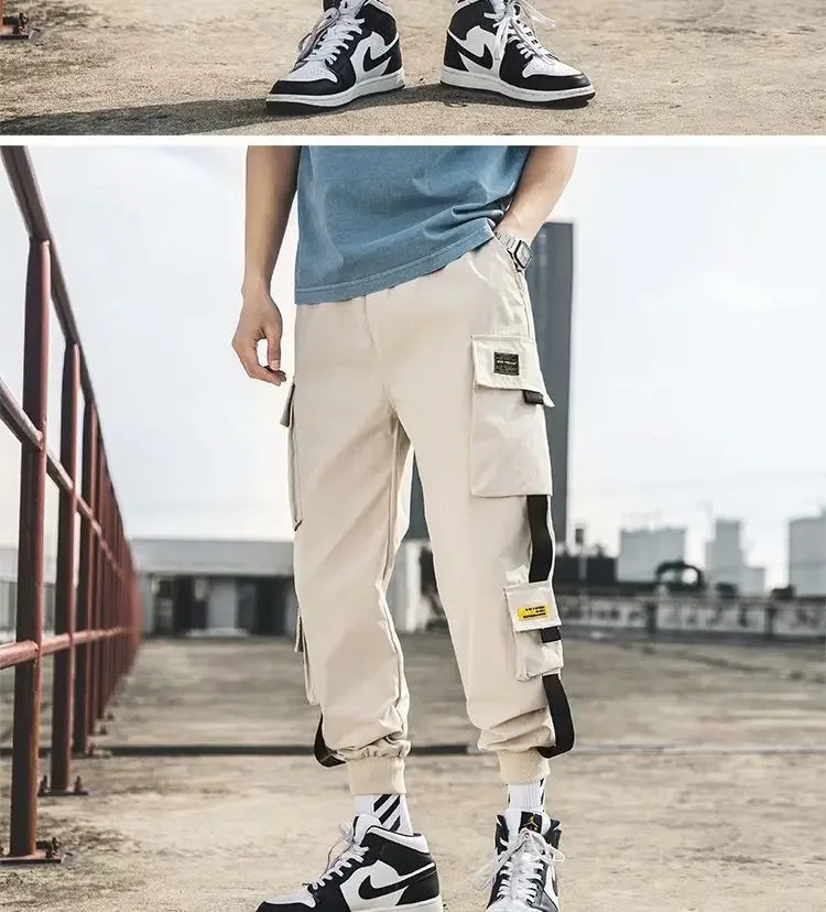 Mens Summer Army Green Loose Pant Joggers Pants Men Cargo Pants Hip Hop Casual Pockets Sweatpants Male Fashion Trousers