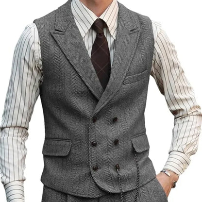 Men Vest Brown Suede Leather Gentleman Business Waistcoat Vintage Regular Slim Business Banquet Men Suit Vest