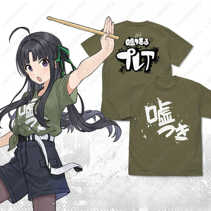 Kawaii Cartoon Anime GIRLS BAND CRY SUBARU AWA Woman Graphic T Shirts Japanese Two-dimensional Otaku High Quality Cotton Tshirt