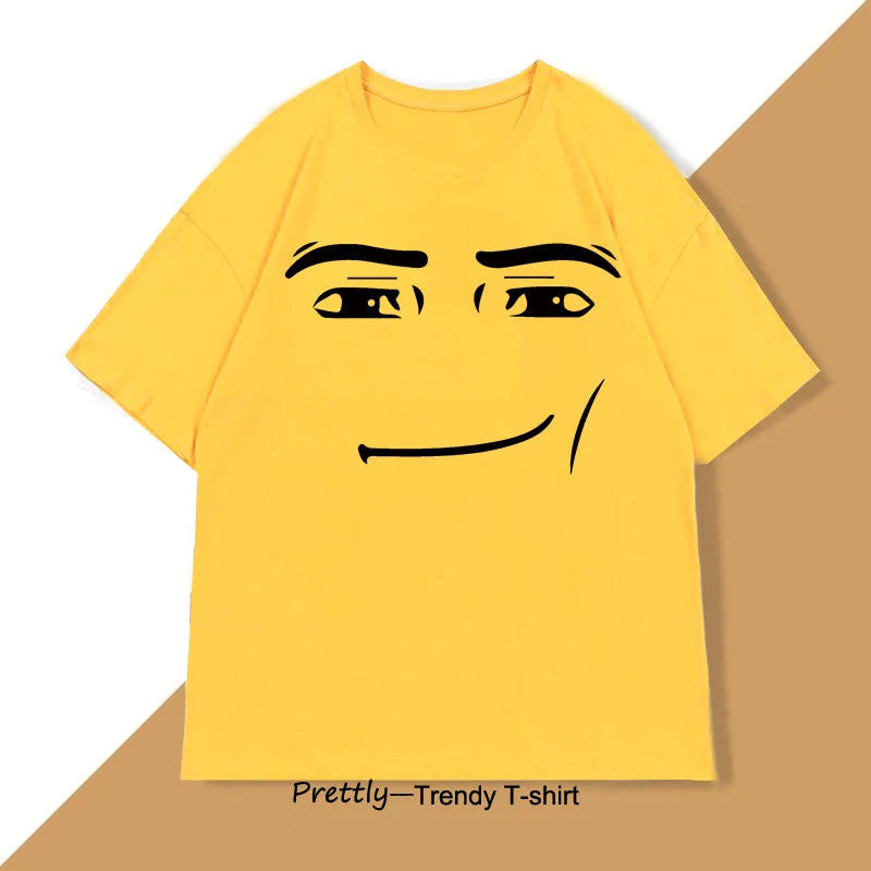 Roblox Face Meme T-shirt Men Women Causal Cotton Short Sleeve Tshirt Loose Short Sleeve Tops Harajuku Y2k Oversized Tops Tee