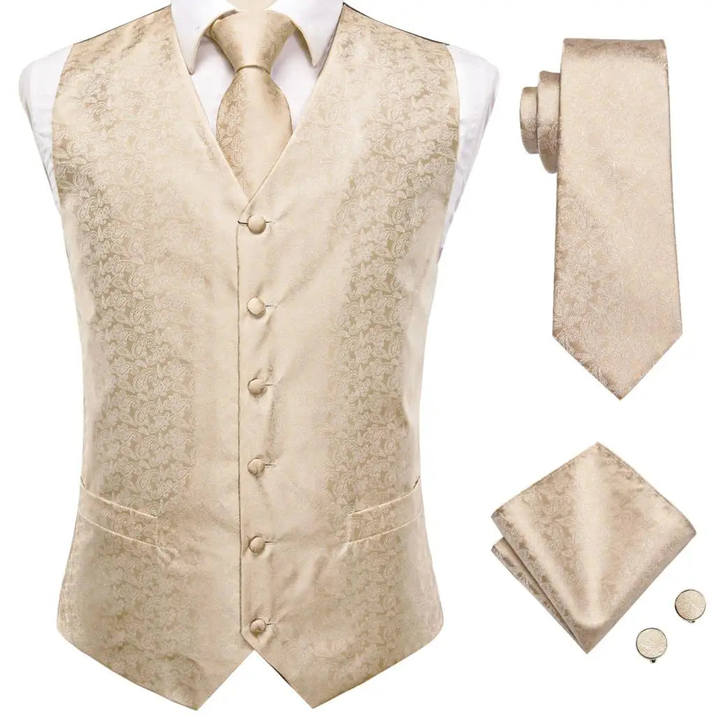 Navy Blue Mens Vest Formal Paisley Waistcoat Jacket Tie Handkerchief Cufflinks Set For Male Dress Suit Wedding Party