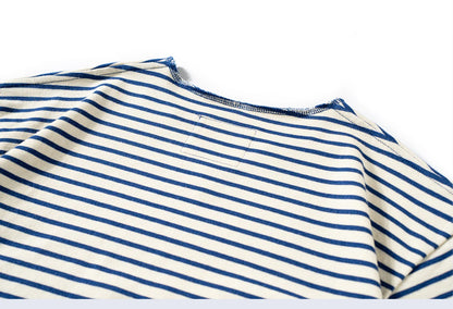 Summer men's pure cotton T-shirt, retro striped V-neck T-shirt from the United States, fashionable and versatile casual style