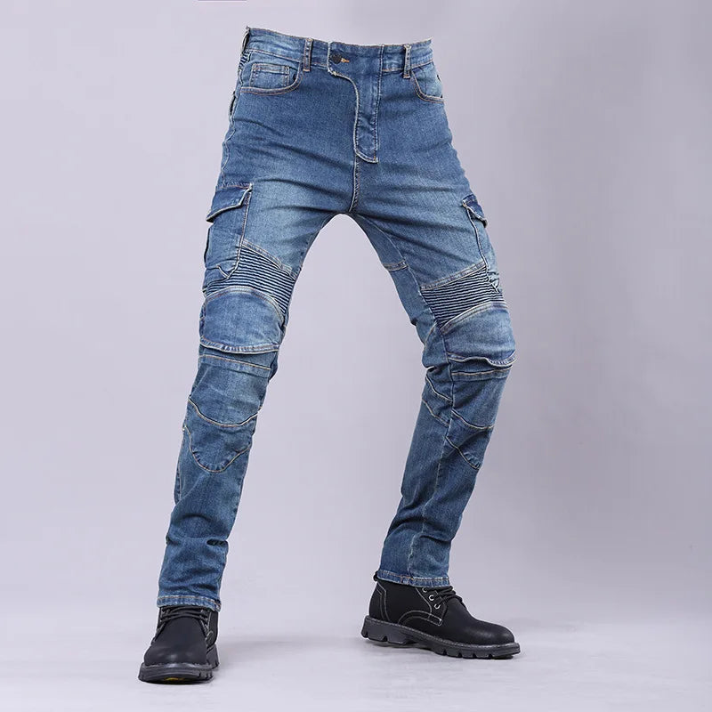 New Men's Winter Riding Motorcycle Cargo Pants Male Outdoor Riding Jeans Moto Protective Gear With Hip Knee Gear Long Trousers