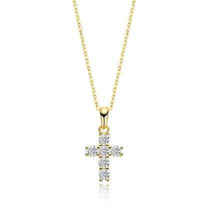 D Color 3mm Moissanite Cross Pendant for Women 6pcs Gemstone Sparkling Simulated Diamond S925 Silver Moissanite Necklace