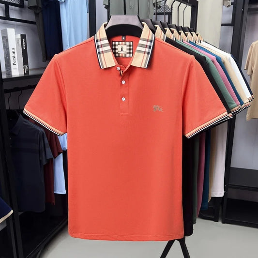 Luxury brand silk cotton short sleeve polo shirt fashion Paul Pony embroidered men's T-shirt summer comfort business casual top