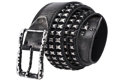 3.8CM Retro Real Genuine Leather Belt Luxury Thick Rivet Belts Men Leather Vintage Strap Male Wide Jeans Ceinture Black Waist