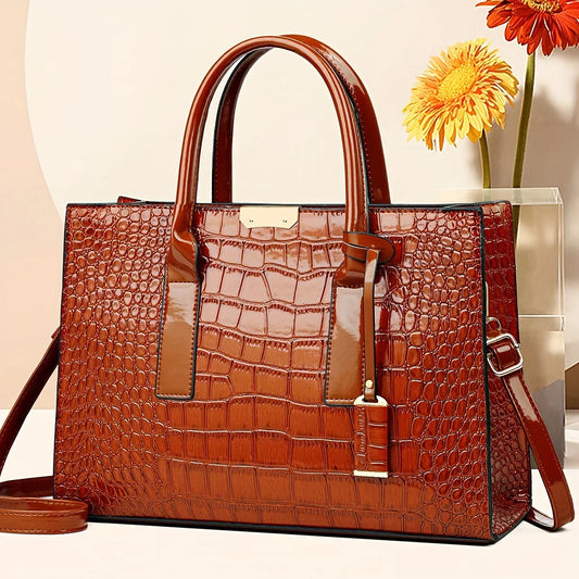Women'S Large Capacity Tote Bag Elegant Synthetic Handbag with Zipper Closure, Spacious Work Bag for Women Formal & Everyday Use