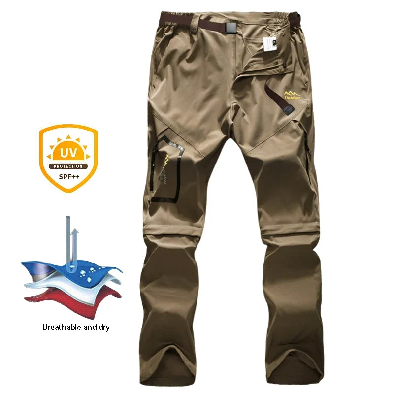 Mens Hiking Pants Convertible Lightweight Quick Dry Zip Off Fishing Safari Camping Travel Boy Scout Pants