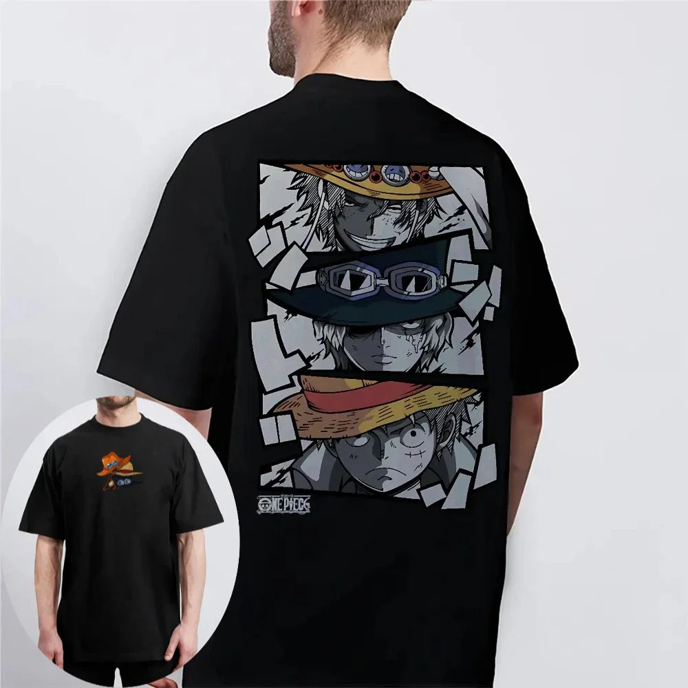 One Piece Men's Women's T-shirt Monkey D. Luffy Portgas D. Ace Sabo Anime Summer Spring Boy's Short Sleeves Parent-child Outfits