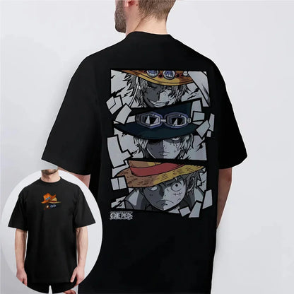 One Piece Men's Women's T-shirt Monkey D. Luffy Portgas D. Ace Sabo Anime Summer Spring Boy's Short Sleeves Parent-child Outfits