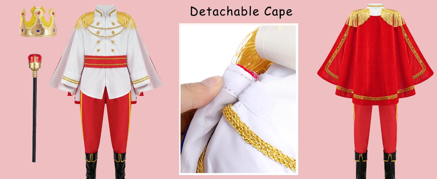 Kids Boys Prince Costume Children Carnival Cosplay Dress Up Prince Charming Costumes Child Halloween Royalty Roleplay Clothes