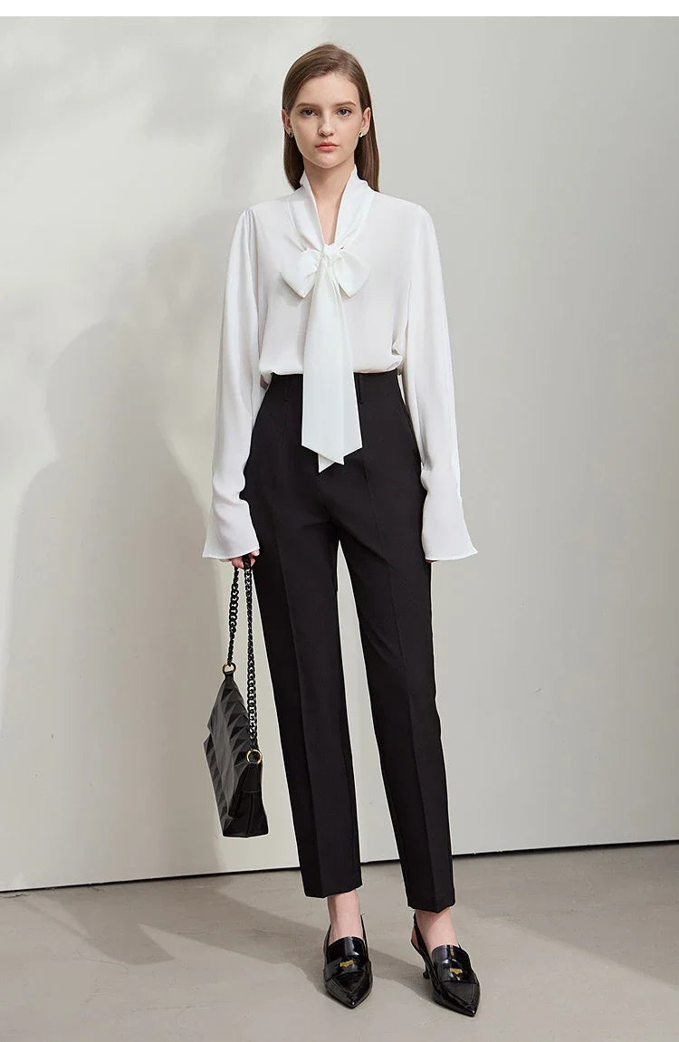 Minimalist Women's Premium Chiffon Blouse 2025 Autumn New Elegant French Luxury Commuter Basic Loose Shirt Tops 12541048