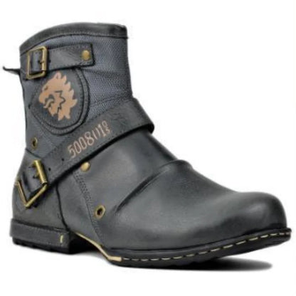 New Round Toe European and American Retro Men's Leather Boots Men's Shoes Men's Boots Plus Size 2023