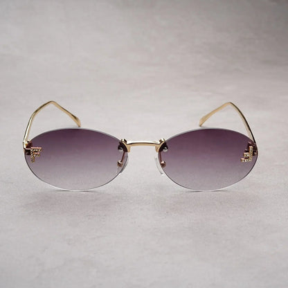 Rimless Oval Sunglasses Women 2025 New Fashion Gradient Ocean Lenses Sun Glasses Stylish Women Luxury Brand Design Shades