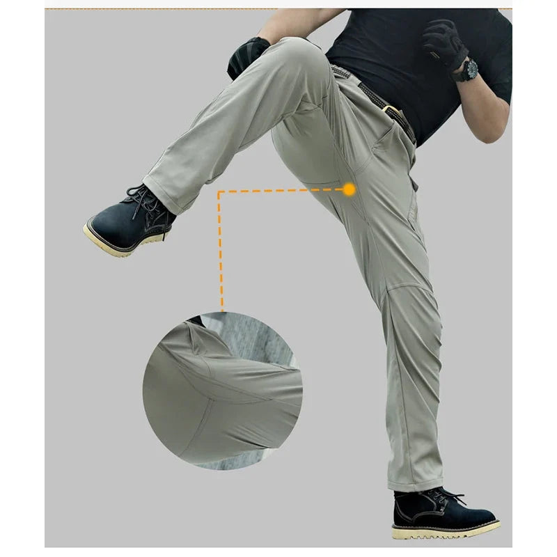 Men's Tactical Cargo Pants Military Style Joggers with Multiple Pockets Outdoor Elastic Waist for Spring Autumn Hiking Camping