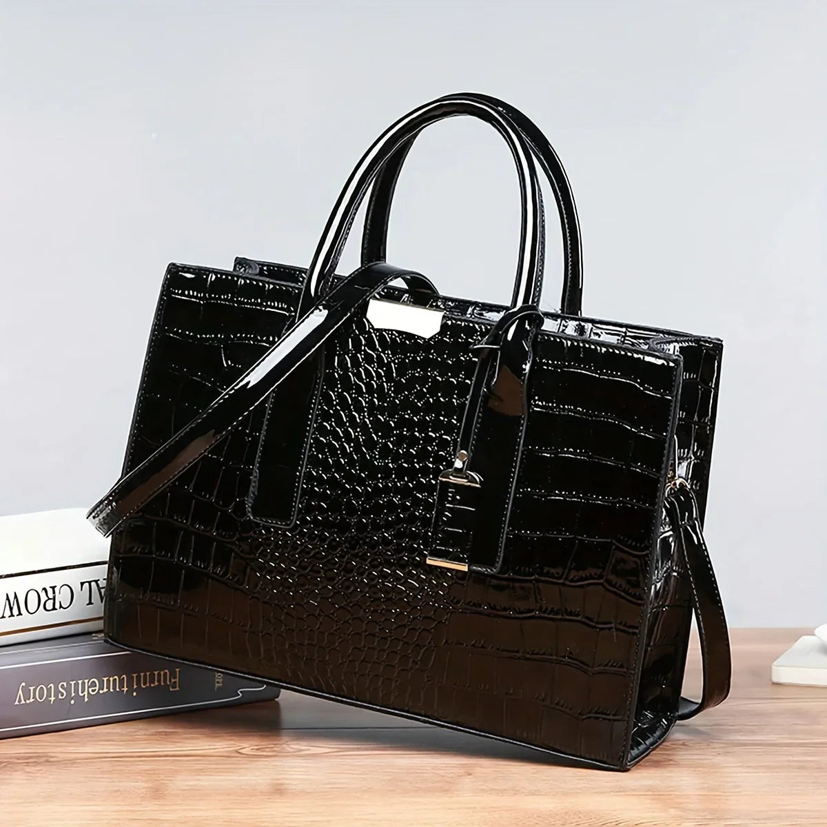 Women'S Large Capacity Tote Bag Elegant Synthetic Handbag with Zipper Closure, Spacious Work Bag for Women Formal & Everyday Use
