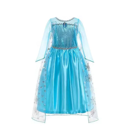 Frozen Girls Cospaly Snow Queen Elsa Cape Costumes Kids Carnival Party Prom Gown Children Clothes Elsa Princess Dresses