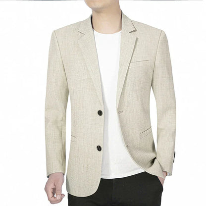 Brand Middle Aged Men Blazers Jacket 2026 Spring Autumn Two Buttons Business Casual Blazer Male Minimalist Mans Clothing