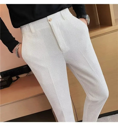 Spring Summer Men's Smart Casual Suit Pants Fashion Slim Fit Solid Color Youthful Vitality Suit Trousers Men Korean Dress Pants