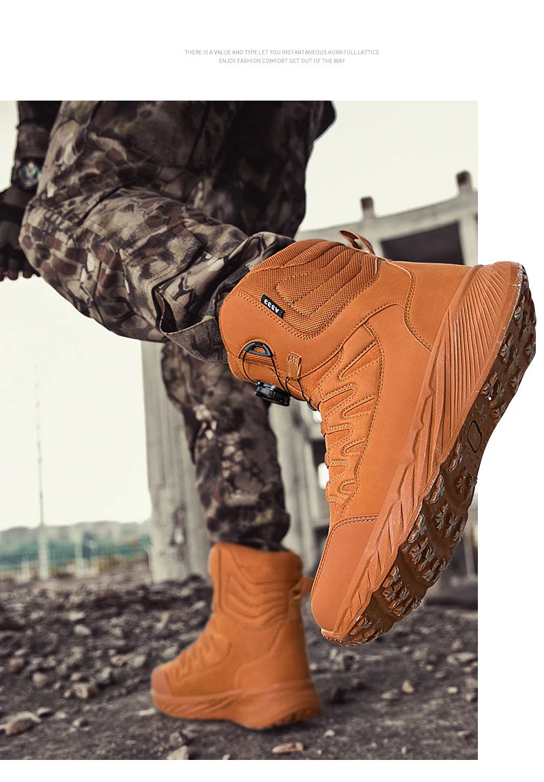 New Men Tactical Boots Brand Army Boot Military Ankle Hiking Shoes Safety Desert Work Climbing Shoes Waterproof High Quality