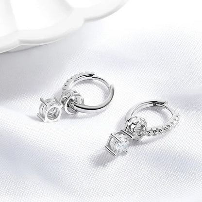 1ct White Gold Plated Moissanite Drop Earring for Women Sparkling Wedding Jewelry 100% 925 Solid Silver Earring Wholesale