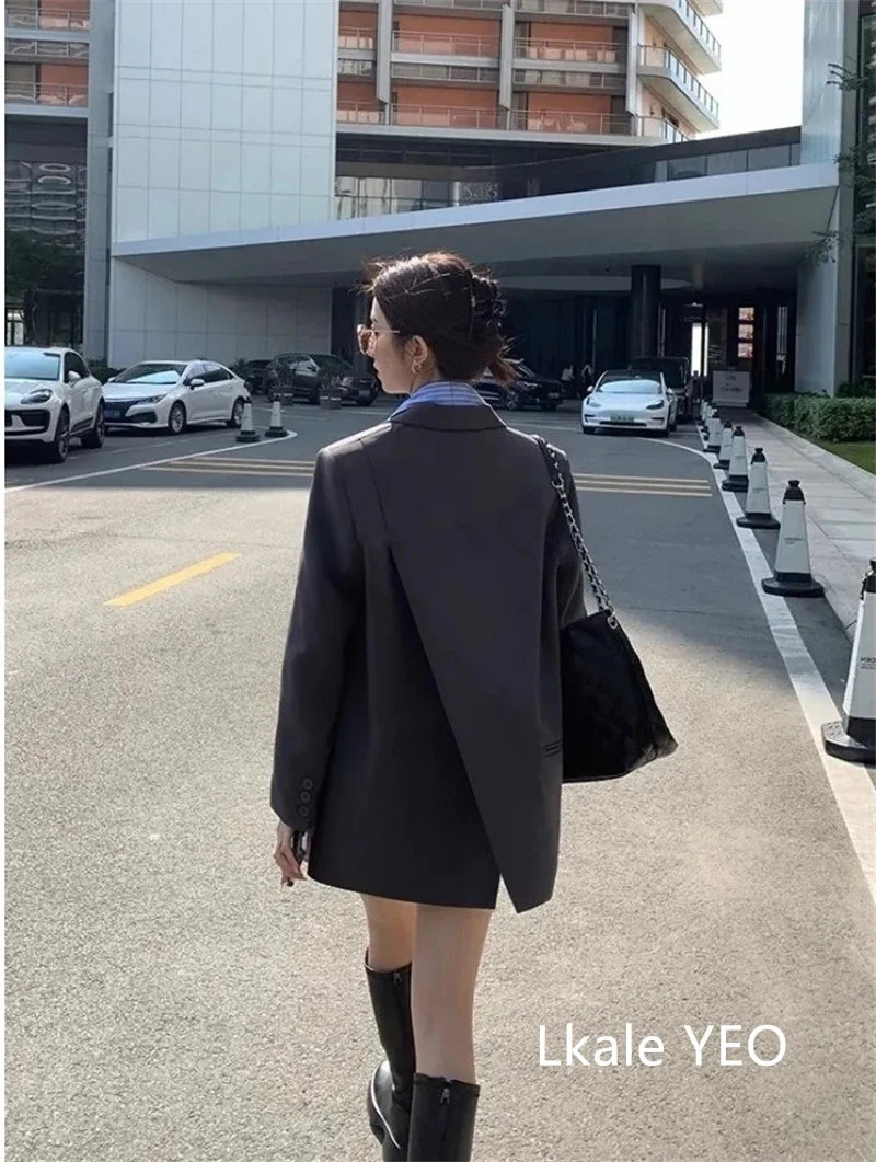 Women's Suit Coat 2025 Spring Autumn Temperament Split Design Sense Ladies Blazer Jacket Elegant Korean Version Lady Outerwear
