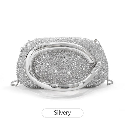 Sparkling Crystal Diamond Women's Evening Clutch Luxury Elegant Round Box Shaped Chain Bag Banquet Party Shoulder Crossbody Bag