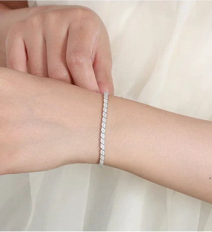 Rhombus Shape Full 1.2mm D Color Moissanite Tennis Bracelet For Women 925 Silver Plated 18k Diamond Link Chain Bracelets