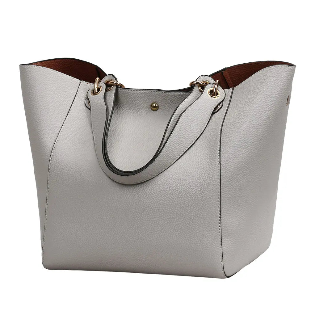 2PCS Luxury PU Leather Large Capacity Tote Bag Classic Women’s Handbag with Hand Coin Purse Top-Handle Shoulder Bag