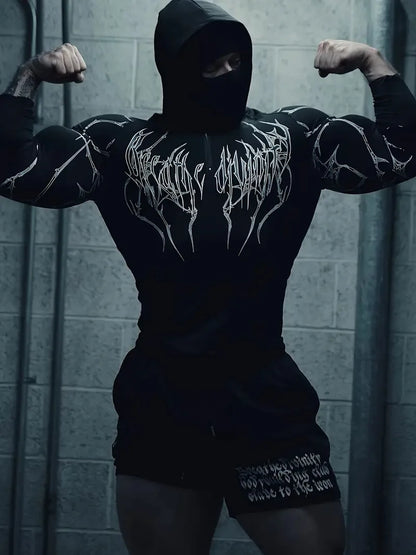 Men'S European Size Sports Fitness Pullover Sweatshirt，Hooded Bodysuit Half-Zip Quick-Dry Stretchy Long-Sleeve Sweatshirt。