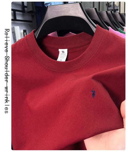 100% cotton high-end short sleeve T-shirt summer designer brand pony embroidery round neck top fashion casual golf men's wear
