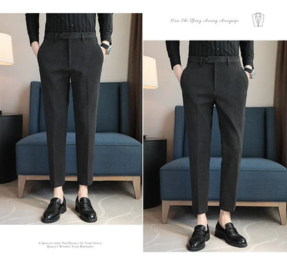 2023 Autumn Winter Thickened Starry Sky Woolen Suit Pant High Quality Men Business Slim Dress Pants Men  Social Casual Pants