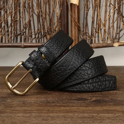 3.8CM Pure Cowhide Genuine Leather for Men High Quality Jeans Needle Buckle Belts Cowboy Waistband Male Fashion BusinessLuxury