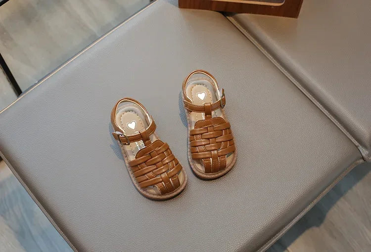 Kids Sandals 2025 Summer Sandals for Boy Fashion Children Cut-Outs Beach Shoes Braided Style Causal Walking Flat Sandals