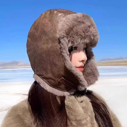Bomber Hat High Quality Waterproof PU Leather Russian Hat Men Women Thick Warm Winter Fur Hat Male Female Ski Earflap Cap
