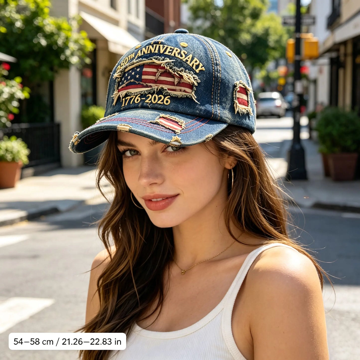 Vintage Distressed American Flag Baseball Cap, 1776-2026 250th Anniversary USA Patriotic Hat, Adjustable Curved Brim Washed Trucker Cap for Men Women