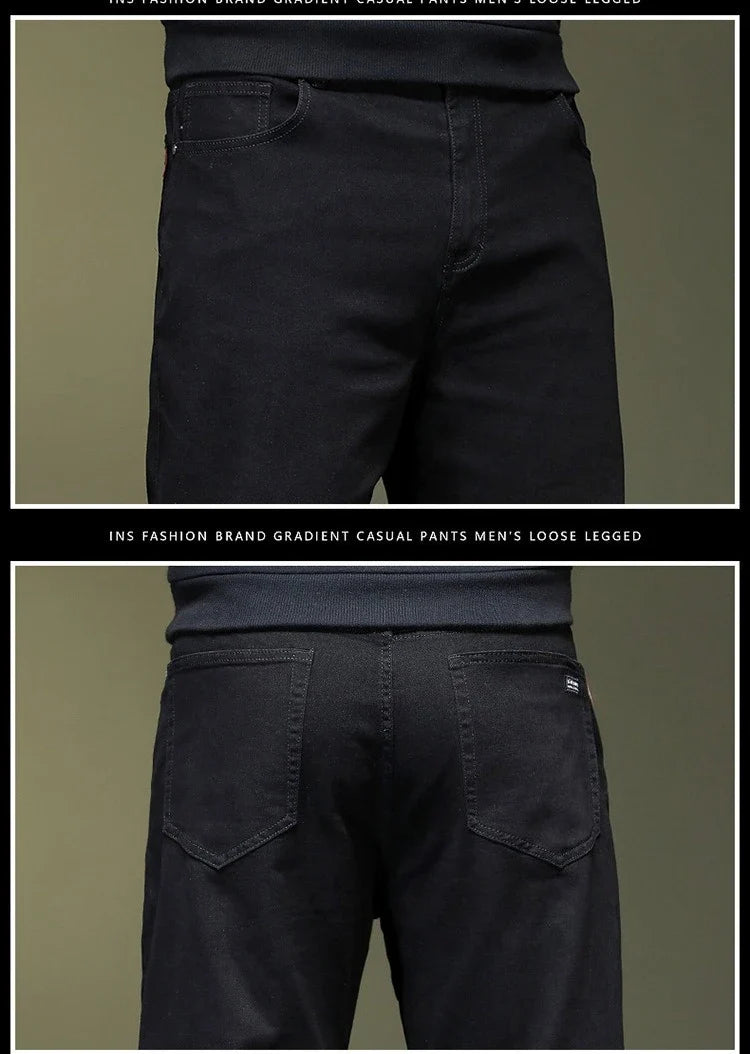 Extra Large Size 48 Men's Jean Straight Leg Loose Denim Pant Male High Elastic Stretch Fleece Big Plus 42 44 46 150 Kg 116 Waist