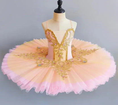Professional Ballet Girl Blue Pink Pancake Princess Ballet Party Dress Ballet Dance Costume